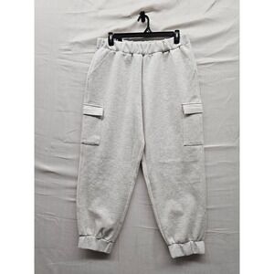 Express Womens Cargo Jogger Pants Gray Viscose Blend Relaxed Size XL